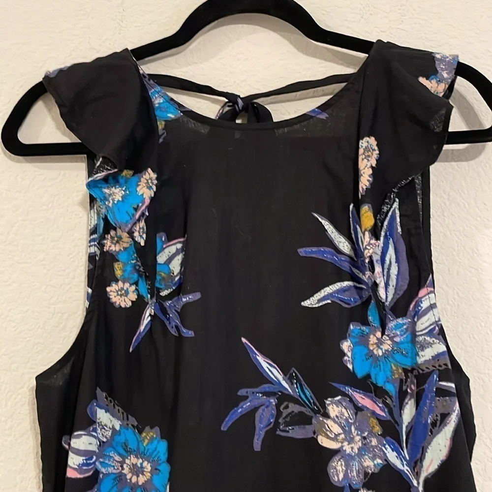 Free People Women Summer in Tutlum Tunic Small Black Coastal Longline Lagenlook